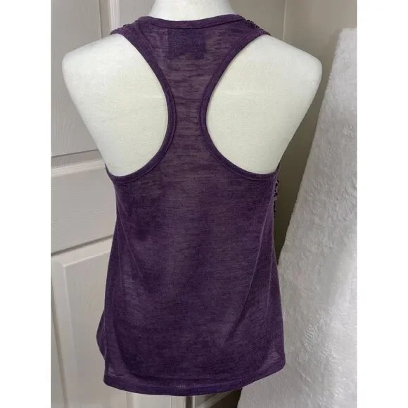 Love Please Women's Sequin Razorback Tank‎ Top Medium Purple Swiftie Glam - Picture 2 of 6
